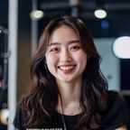 青娱乐创作者陈晓雨头像，年轻女性音乐人微笑照，背景为录音室环境